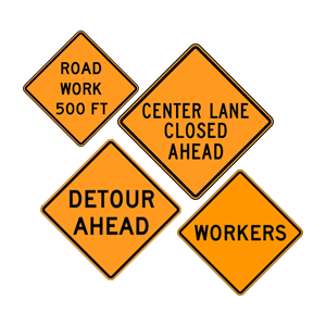 road work ahead sign road closed lane closed ahead signs construction signs work zone traffic control signs houston men at work 